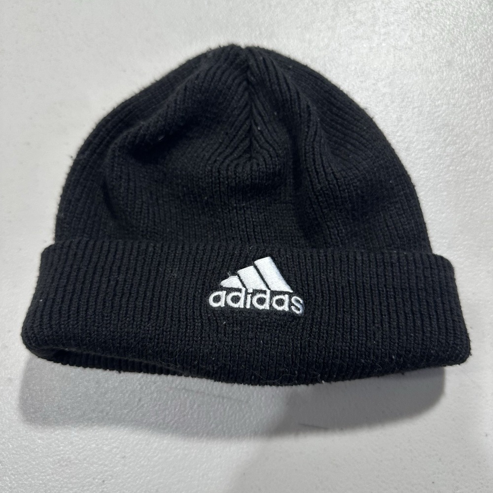 Adidas Beanie Hat Women OS Black Ribbed Casual Gorpcore Winter